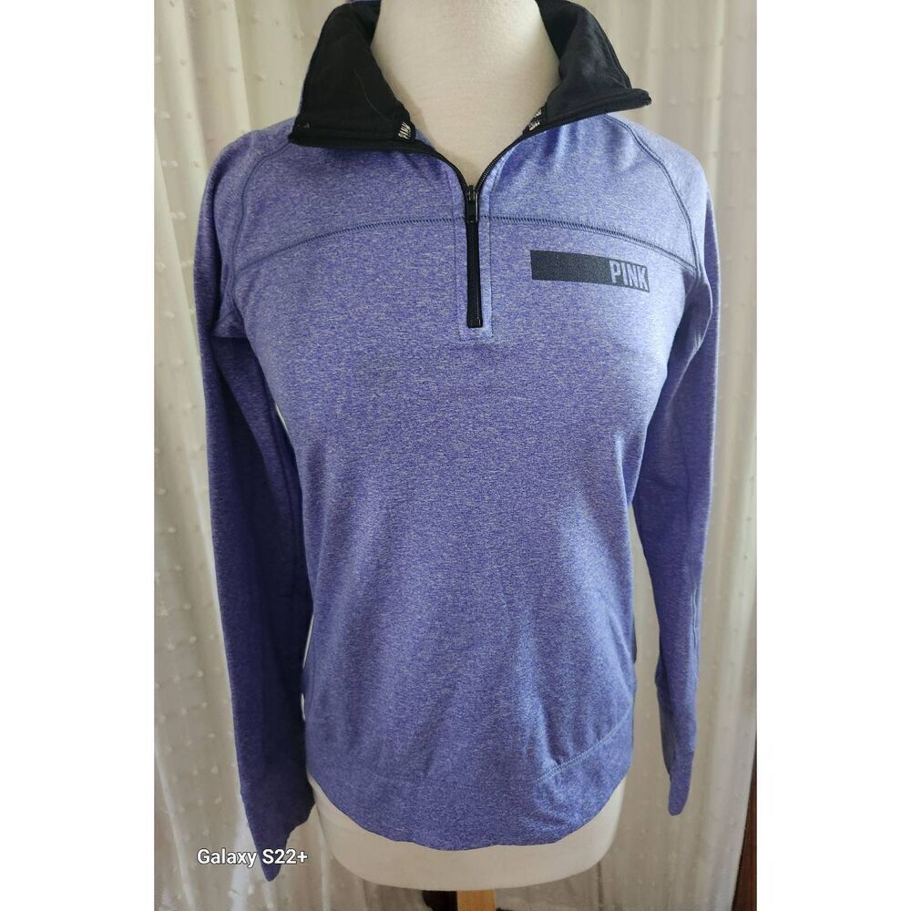 A7  PINK Victoria's Secret blue half zip pullover activewear jacket